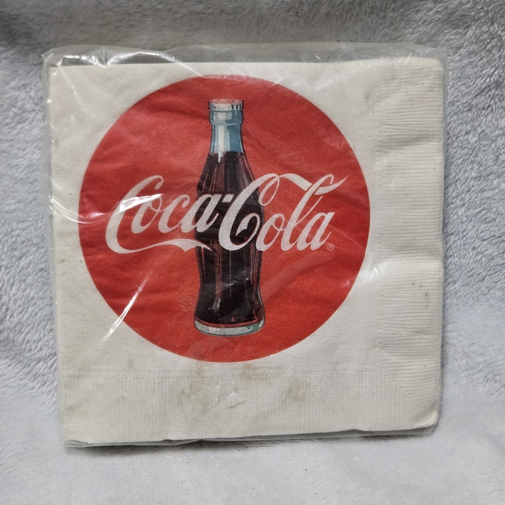 Vintage 1993 Coca-Cola Luncheon Napkins 25 Count‎ 2 Ply Sealed Pack 13x13 White